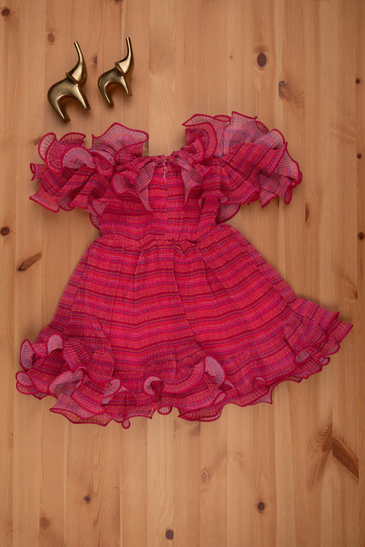 The Nesavu Baby Frock / Jhabla Ruffled Pink Geometric Outfit for Baby Girl Charm Nesavu Bestselling baby frocks for new arrivals | Baby Casual Fancy Frock | The Nesavu