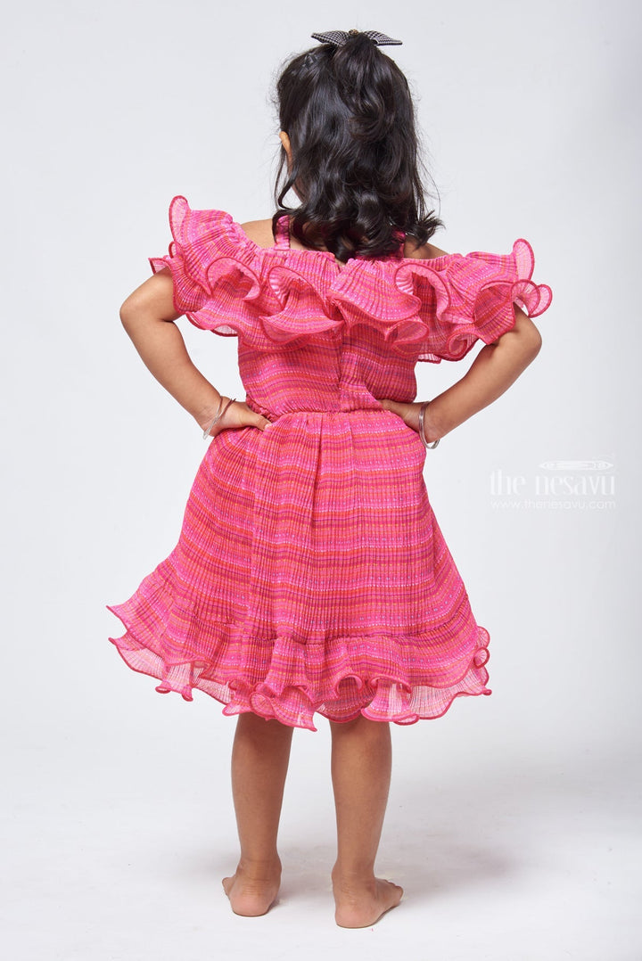 The Nesavu Baby Frock / Jhabla Ruffled Pink Geometric Outfit for Baby Girl Charm Nesavu Bestselling baby frocks for new arrivals | Baby Casual Fancy Frock | The Nesavu