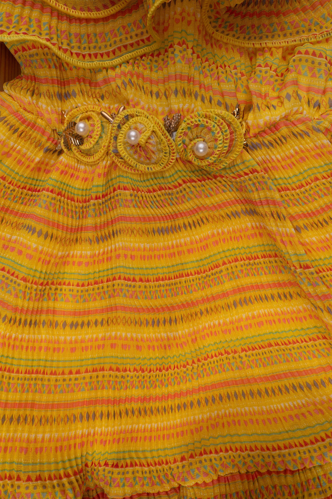 The Nesavu Baby Frock / Jhabla Ruffled Yellow Geometric Dress for Infant Elegance Nesavu Baby Girls Dresses and Frock | Girls fancy frocks | The Nesavu