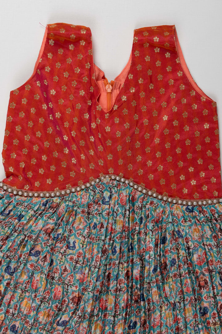 The Nesavu Silk Frock Rustic Red and Multicolor Ethnic Dress for Girls Nesavu Rustic Red and Multicolor Ethnic Dress for Girls - Traditional & Comfortable