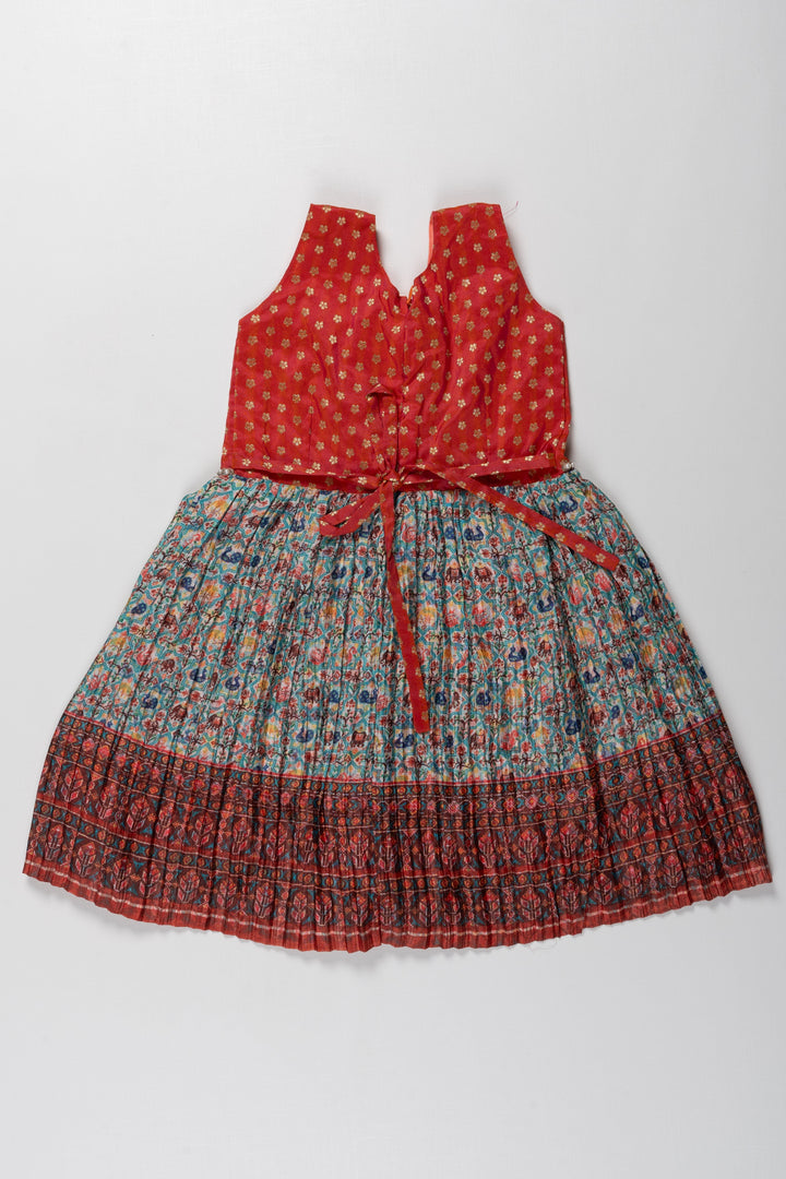 The Nesavu Silk Frock Rustic Red and Multicolor Ethnic Dress for Girls Nesavu Rustic Red and Multicolor Ethnic Dress for Girls - Traditional & Comfortable