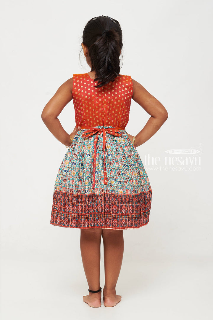 The Nesavu Silk Frock Rustic Red and Multicolor Ethnic Dress for Girls Nesavu Rustic Red and Multicolor Ethnic Dress for Girls - Traditional & Comfortable