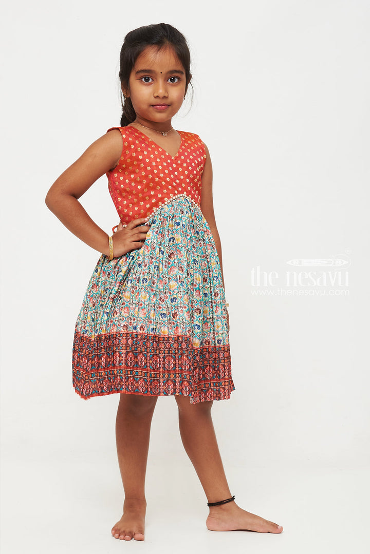 The Nesavu Silk Frock Rustic Red and Multicolor Ethnic Dress for Girls Nesavu Rustic Red and Multicolor Ethnic Dress for Girls - Traditional & Comfortable