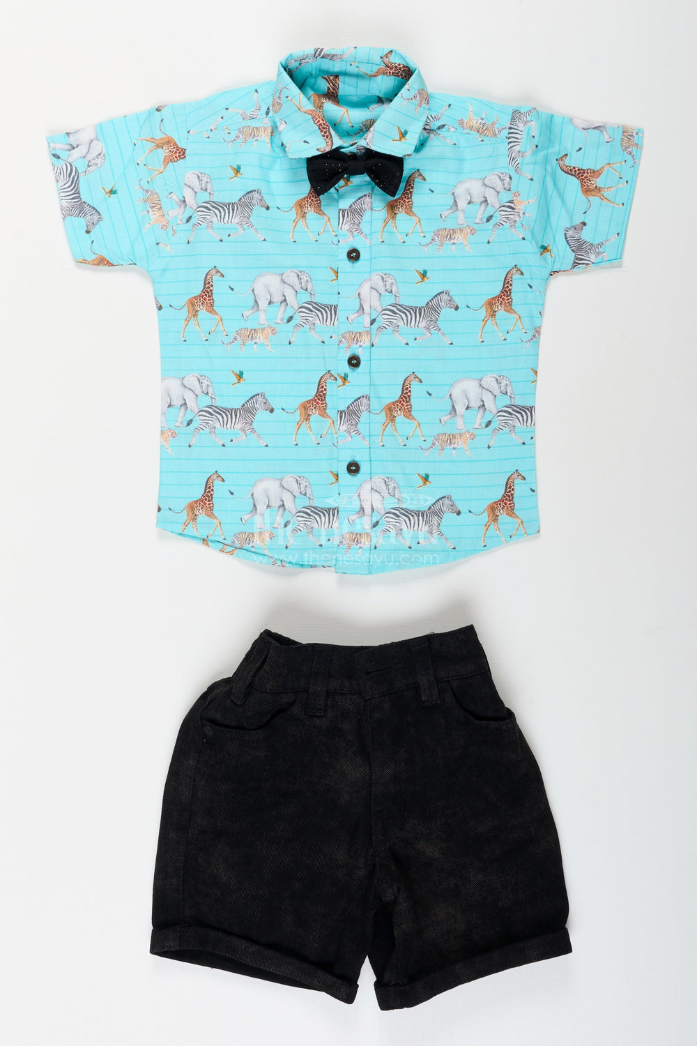 The Nesavu Boys Casual Set Safari Print Boys Cotton Set for Playdates and Summer Fun Nesavu Nesavu boys cotton outfit safari print shorts  perfect birthdays summer play