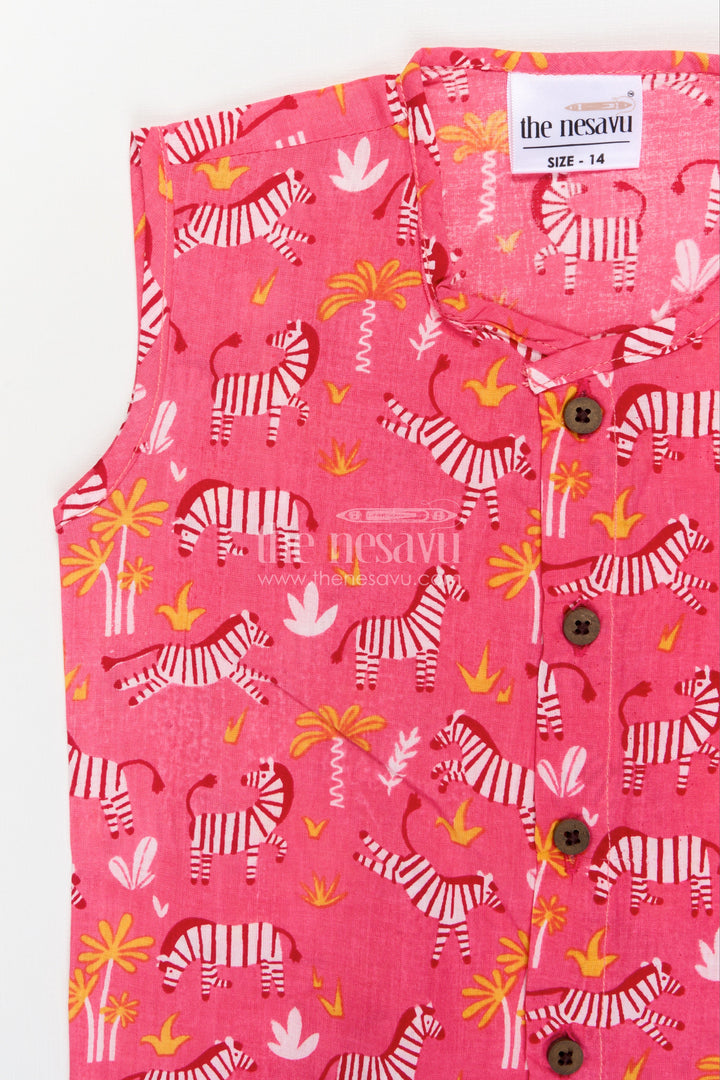 The Nesavu Baby Jablas Safari Zebra Print Baby Jabla for Adventurous Little Explorers Nesavu 10 (NB) / Pink / Cotton IF048A-10 Nesavu baby jabla with zebra safari print – cotton sleeveless top for playful adventures