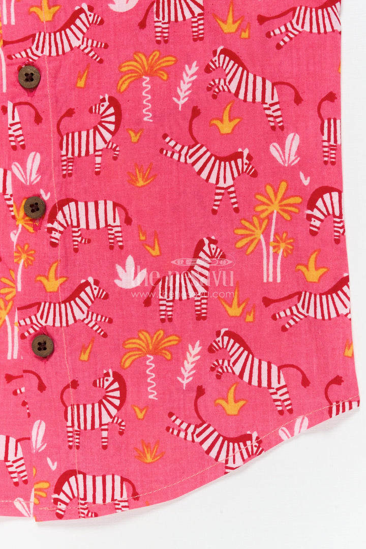 The Nesavu Baby Jablas Safari Zebra Print Baby Jabla for Adventurous Little Explorers Nesavu 10 (NB) / Pink / Cotton IF048A-10 Nesavu baby jabla with zebra safari print – cotton sleeveless top for playful adventures