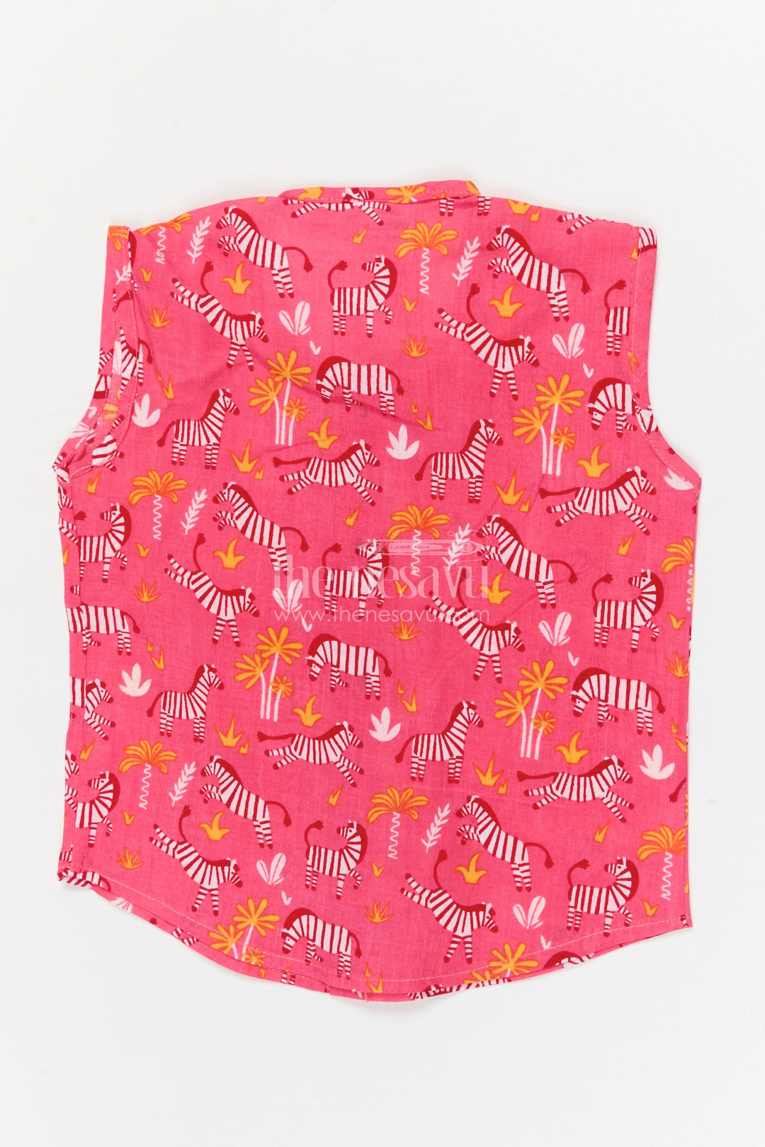 The Nesavu Baby Jablas Safari Zebra Print Baby Jabla for Adventurous Little Explorers Nesavu 10 (NB) / Pink / Cotton IF048A-10 Nesavu baby jabla with zebra safari print – cotton sleeveless top for playful adventures