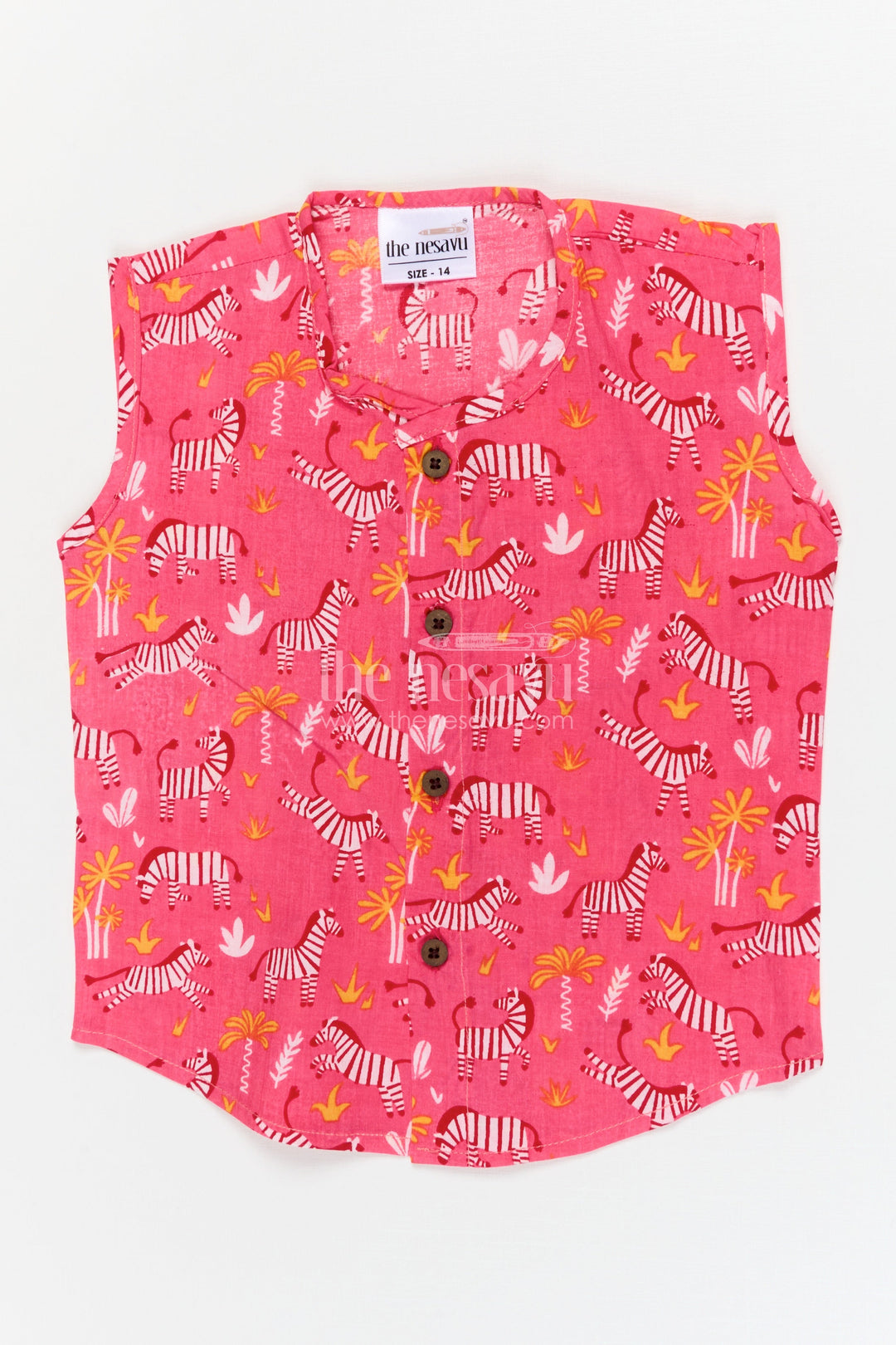 The Nesavu Baby Jablas Safari Zebra Print Baby Jabla for Adventurous Little Explorers Nesavu 10 (NB) / Pink / Cotton IF048A-10 Nesavu baby jabla with zebra safari print – cotton sleeveless top for playful adventures