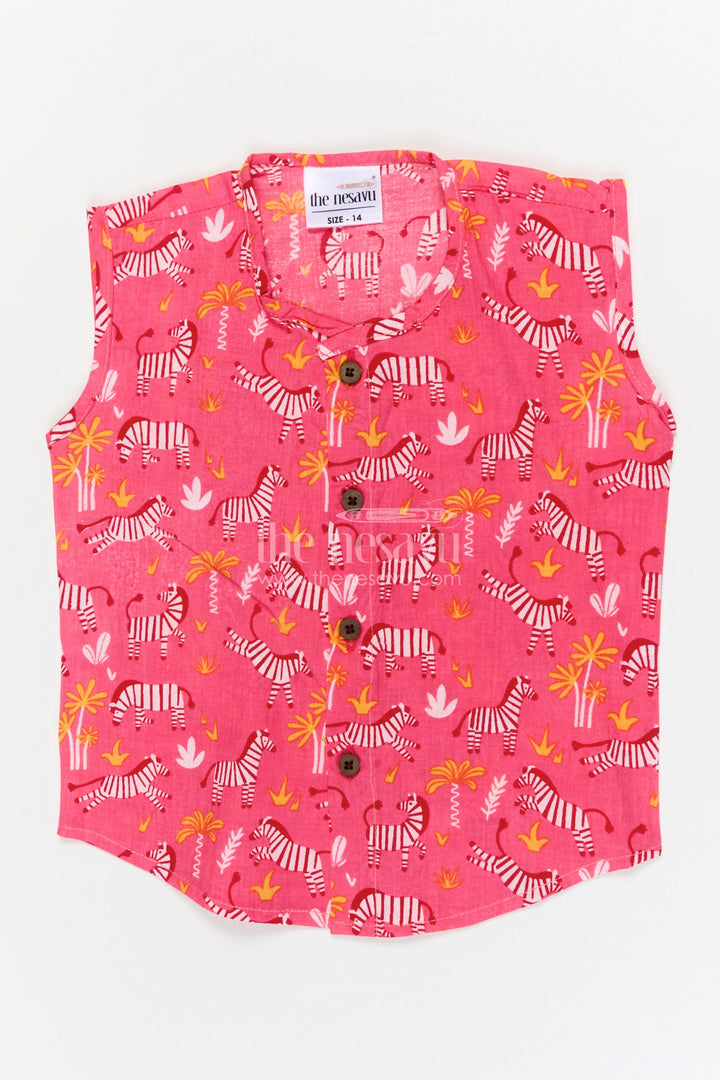 The Nesavu Baby Jablas Safari Zebra Print Baby Jabla for Adventurous Little Explorers Nesavu 10 (NB) / Pink / Cotton IF048A-10 Nesavu baby jabla with zebra safari print – cotton sleeveless top for playful adventures