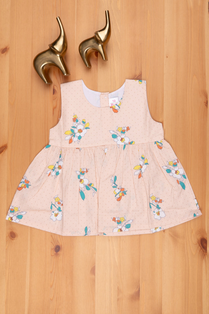 The Nesavu Baby Cotton Frocks Salmon Delight Premium Floral Printed Designer Frock for Baby Fashionistas Nesavu 12 (3M) / Orange / Cotton BFJ450B-12 Fancy Frock Collection For Babys | Pink Baby Dress Online | The Nesavu