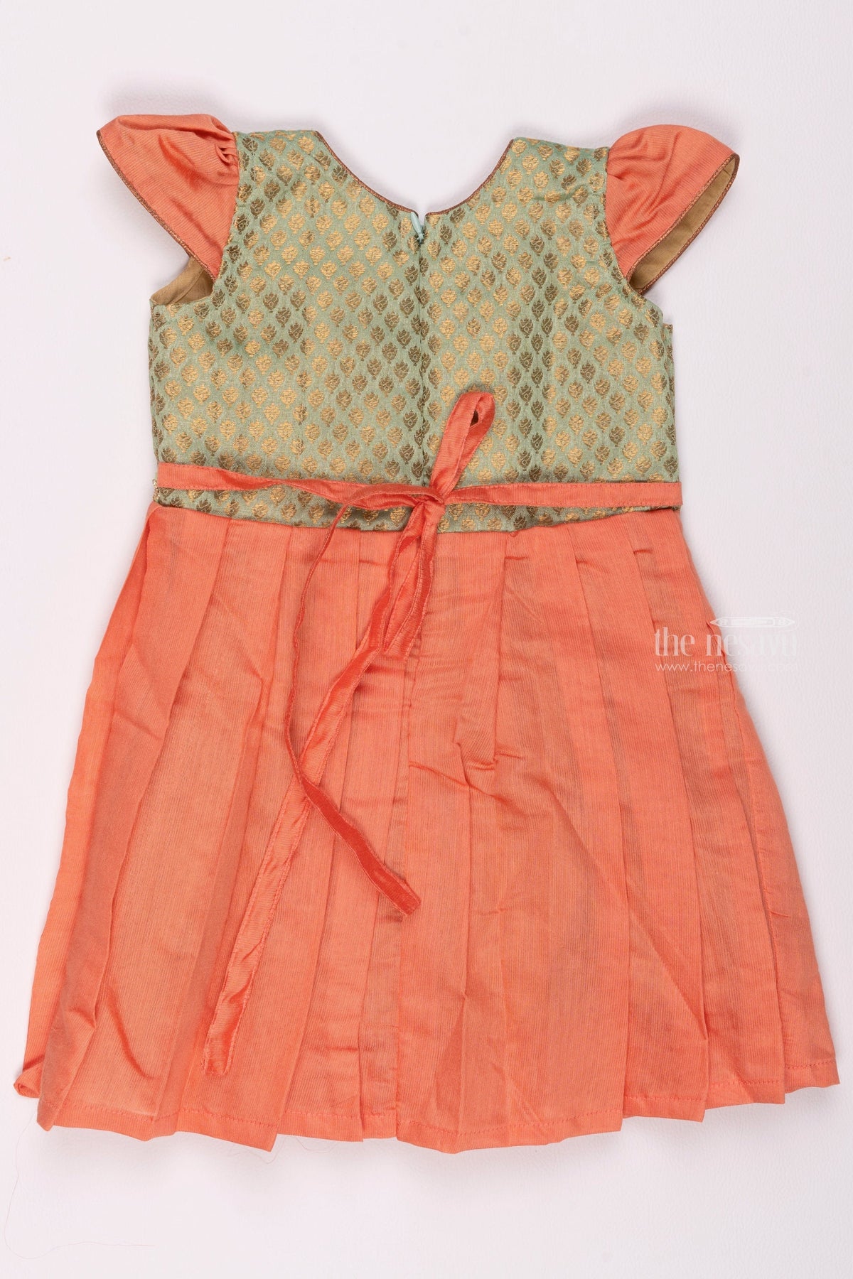 Readymade Pattu Frock Parrot Green for the Baby Dolls