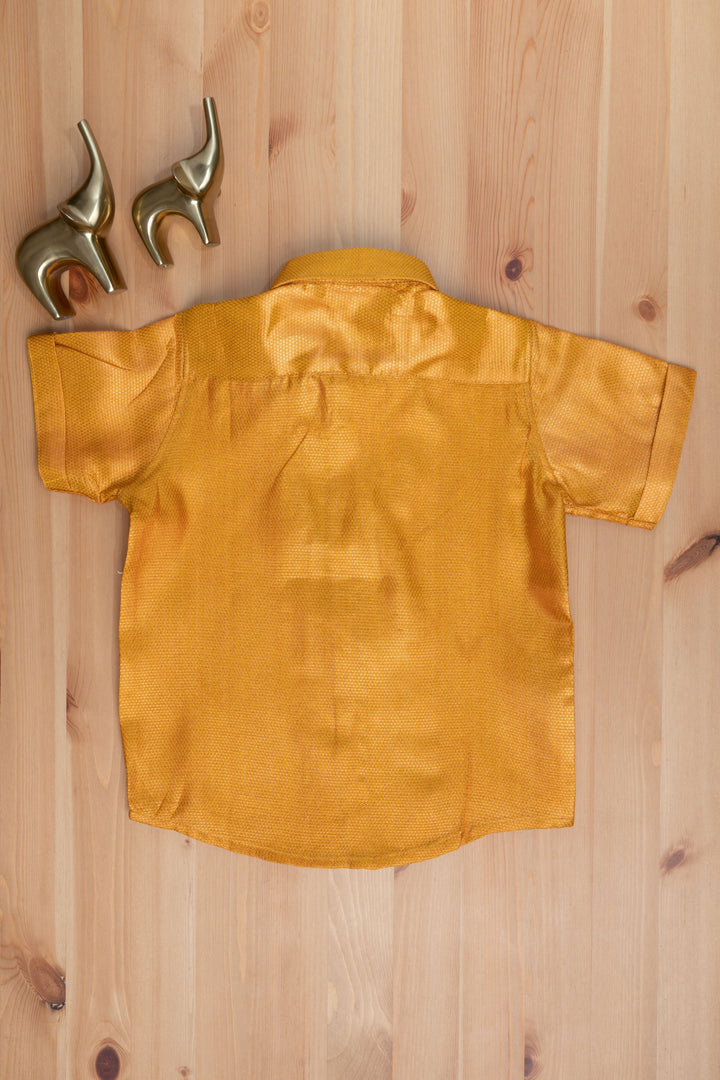 The Nesavu Boys Silk Shirt Sandal Serenity Zari Jacquard Boys Pattu Shirt Nesavu "Dress Your Little One in The Nesavu's Affordable Mini Maharaja Collection"