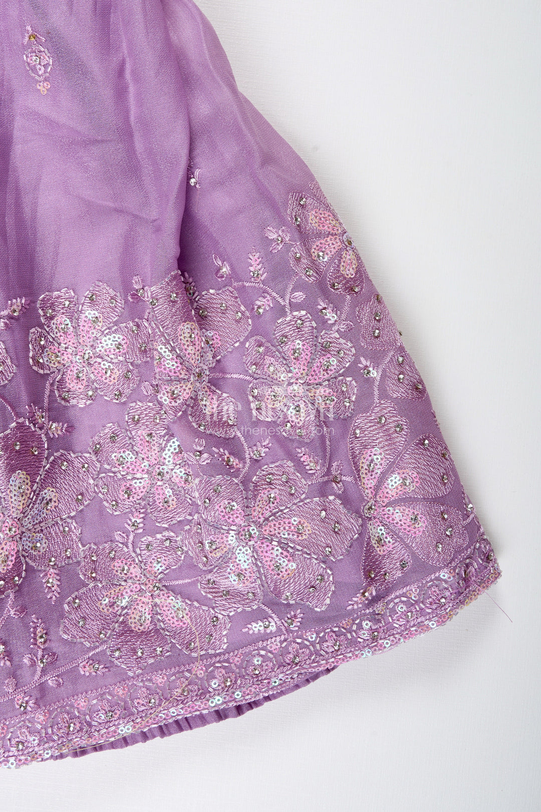 The Nesavu Girls Lehenga Choli Saree Style Lehenga for Girls Wedding and Partywear Set Nesavu Nesavu Lavender Girls Saree Style Lehenga Designer Embroidery Weddings Festive Celebrations