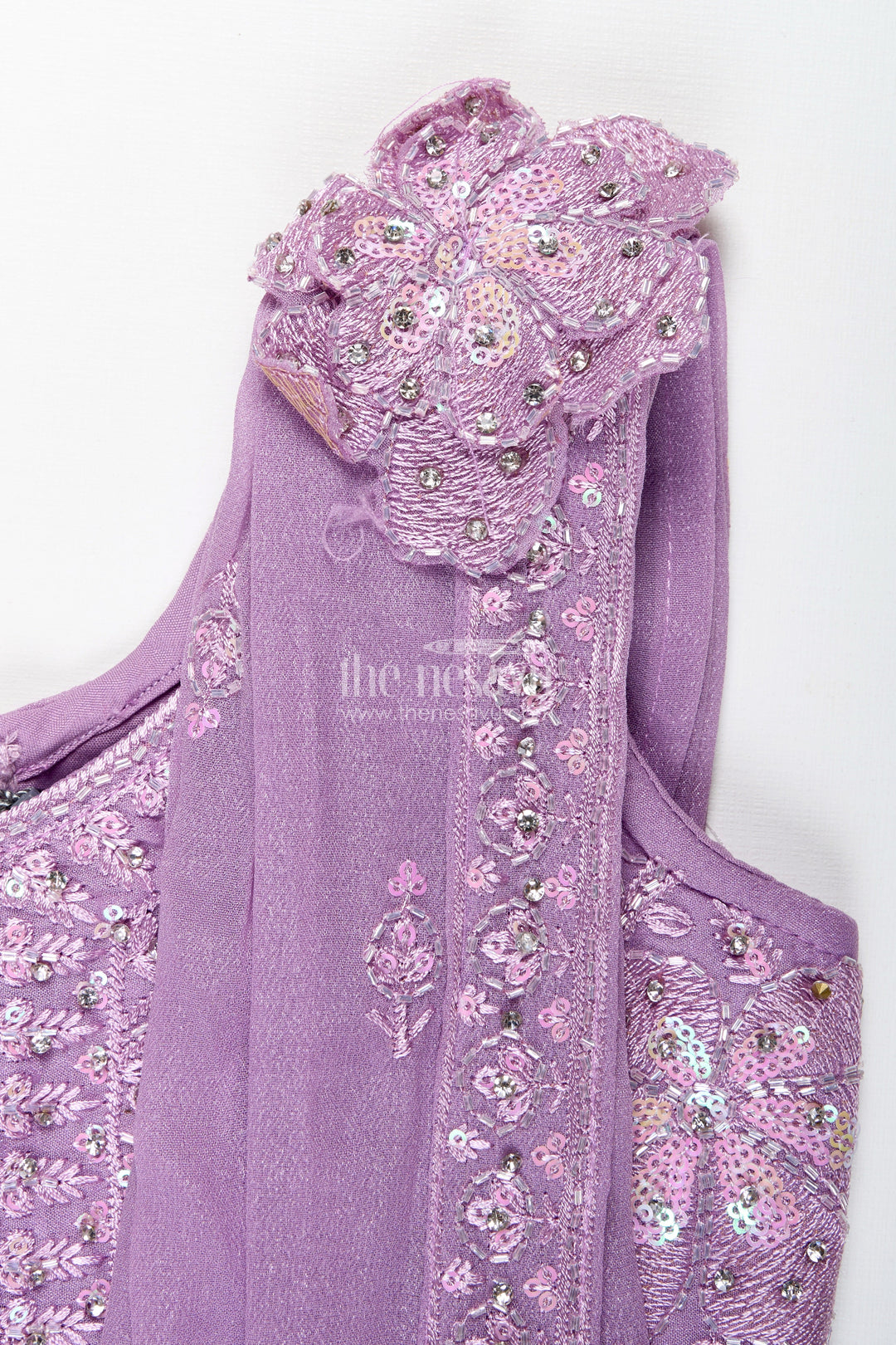 The Nesavu Girls Lehenga Choli Saree Style Lehenga for Girls Wedding and Partywear Set Nesavu Nesavu Lavender Girls Saree Style Lehenga Designer Embroidery Weddings Festive Celebrations