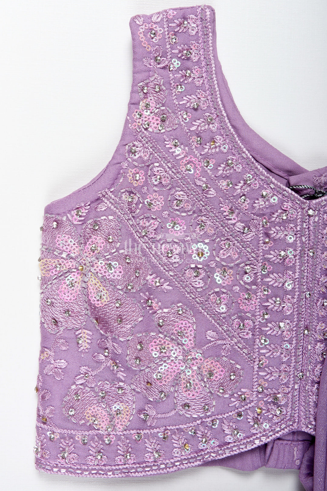 The Nesavu Girls Lehenga Choli Saree Style Lehenga for Girls Wedding and Partywear Set Nesavu Nesavu Lavender Girls Saree Style Lehenga Designer Embroidery Weddings Festive Celebrations