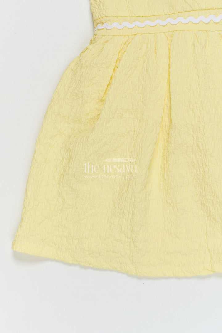 The Nesavu Girls Cotton Frock Seersucker Cotton Frock for Baby Girls’ Summer Days Nesavu Nesavu baby girl summer frock in seersucker cotton with floral applique and puff sleeves