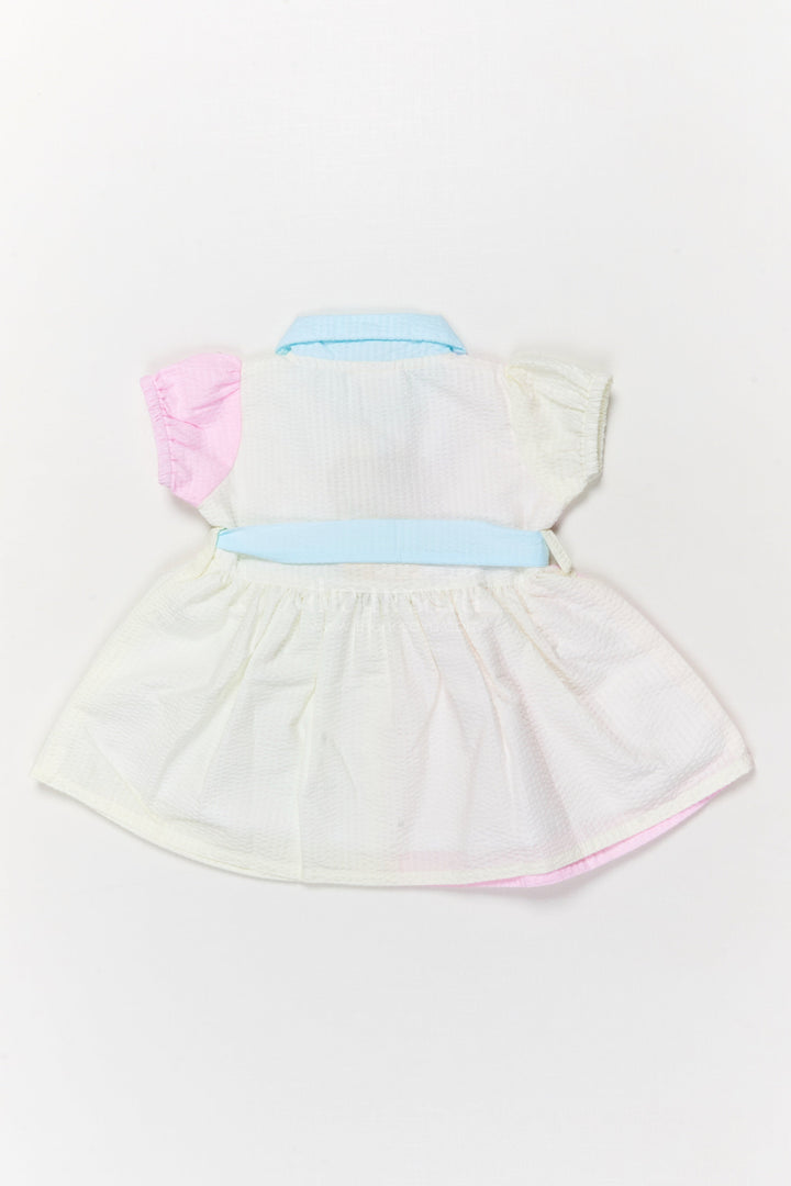 The Nesavu Girls Cotton Frock Seersucker Cotton Shirt Dress for Toddler Girls’ Casual Outings Nesavu Nesavu seersucker cotton shirt dress for toddler girls with belt – perfect for playdates and casual wear