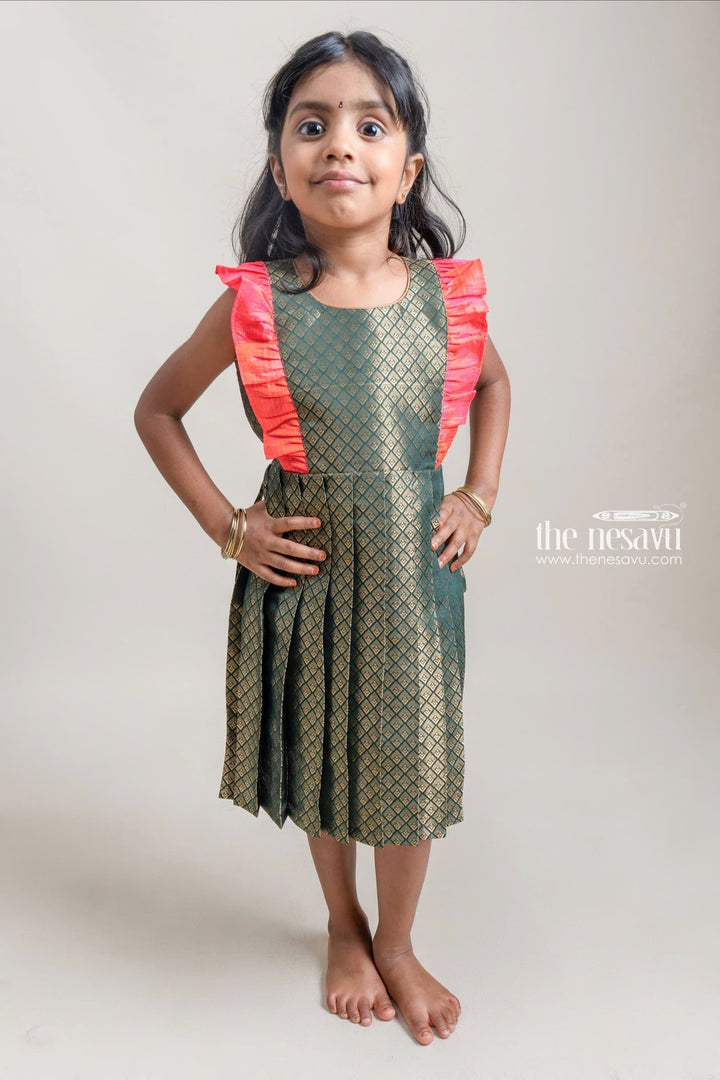 The Nesavu Silk Frock Semi Silk Kanchipuram Baby Frock A Great Gift for a Newborn Nesavu 10 (NB) / Green SF468B-10