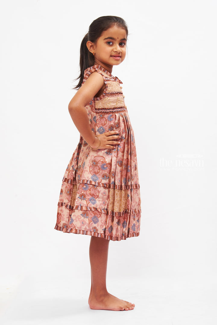 The Nesavu Girls Cotton Frock Sequin-Adorned Cotton Maxi Frock for Girls Nesavu Girls Sequin Cotton Maxi Frock | Elegant Traditional Summer Dress | The Nesavu