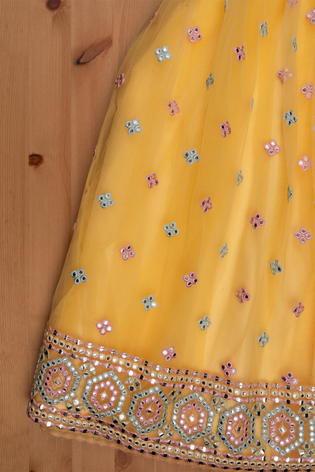 The Nesavu Lehenga & Ghagra Shimmering Beauty: Girls Mirror Embroidered Designer Lehenga Top Nesavu Little Girls Embroidered Dress | Designer Lehenga Choli for Girls | The Nesavu