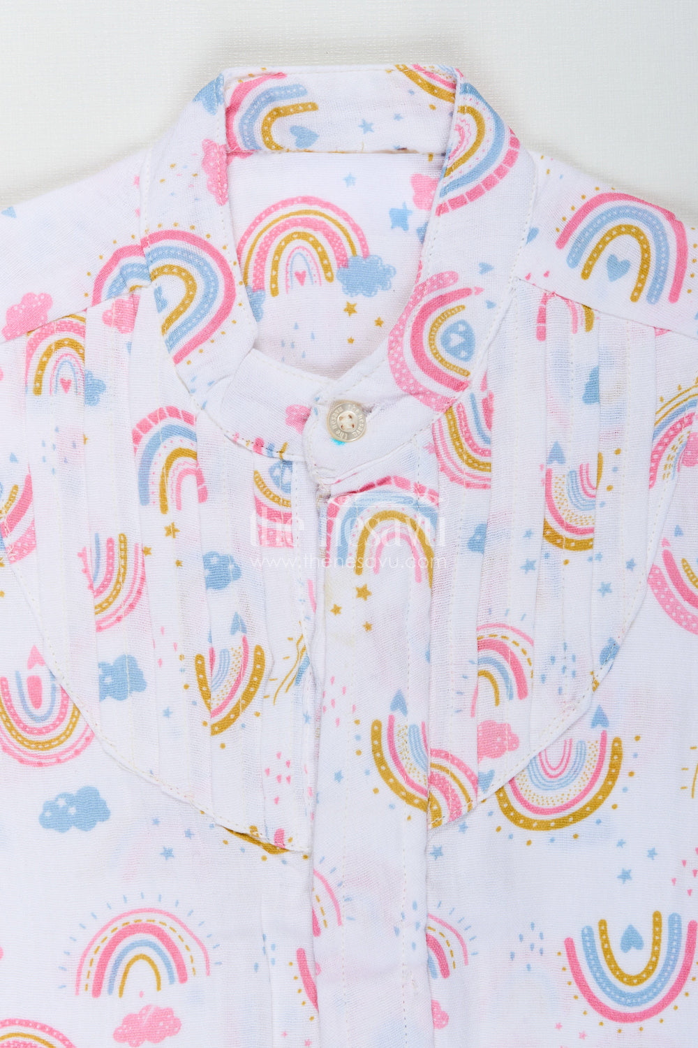The Nesavu Boys Cotton Shirt Short Sleeve Rainbow Shirt for Toddlers Nesavu Nesavu Toddlers Soft Cotton Rainbow Shirt Short Sleeves Cheerful Digital Print Design