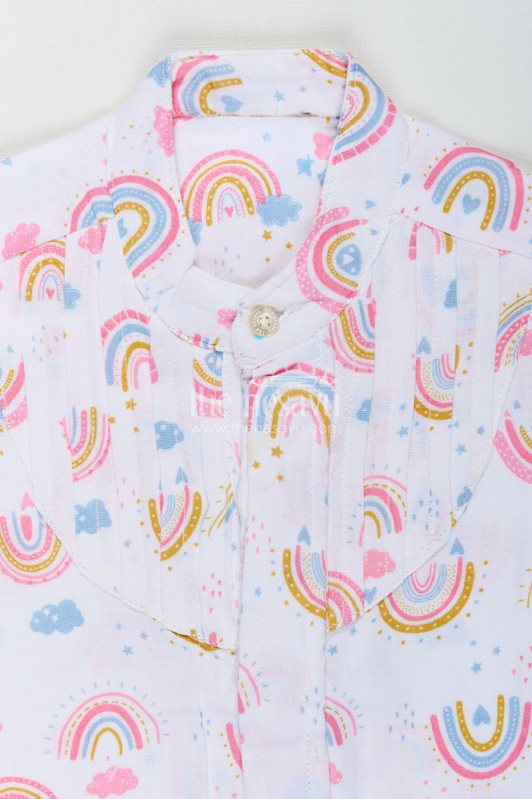 The Nesavu Boys Cotton Shirt Short Sleeve Rainbow Shirt for Toddlers Nesavu Nesavu Toddlers Soft Cotton Rainbow Shirt Short Sleeves Cheerful Digital Print Design