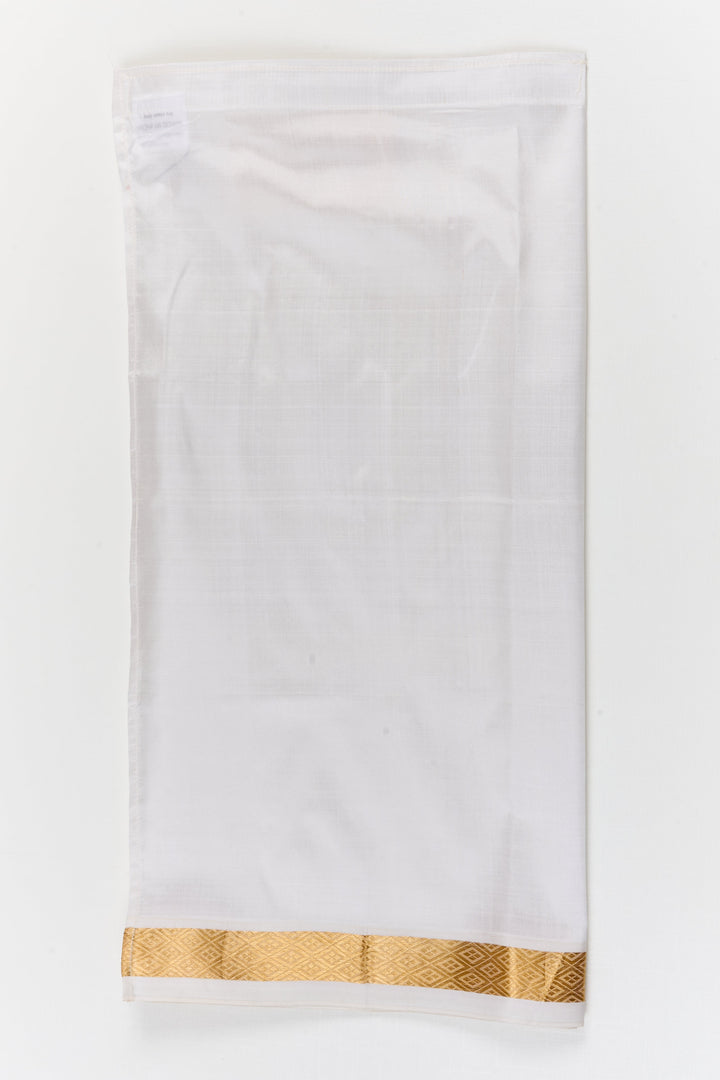 The Nesavu Pure Silk Vesti Silk Dhoti for Baby Boys for Annaprashana and Traditional Rituals Nesavu 20 (3Y) / White / Pure Silk D074A-20 Nesavu silk dhoti for baby boys – ideal for annaprashana, poojas, and first traditional functions