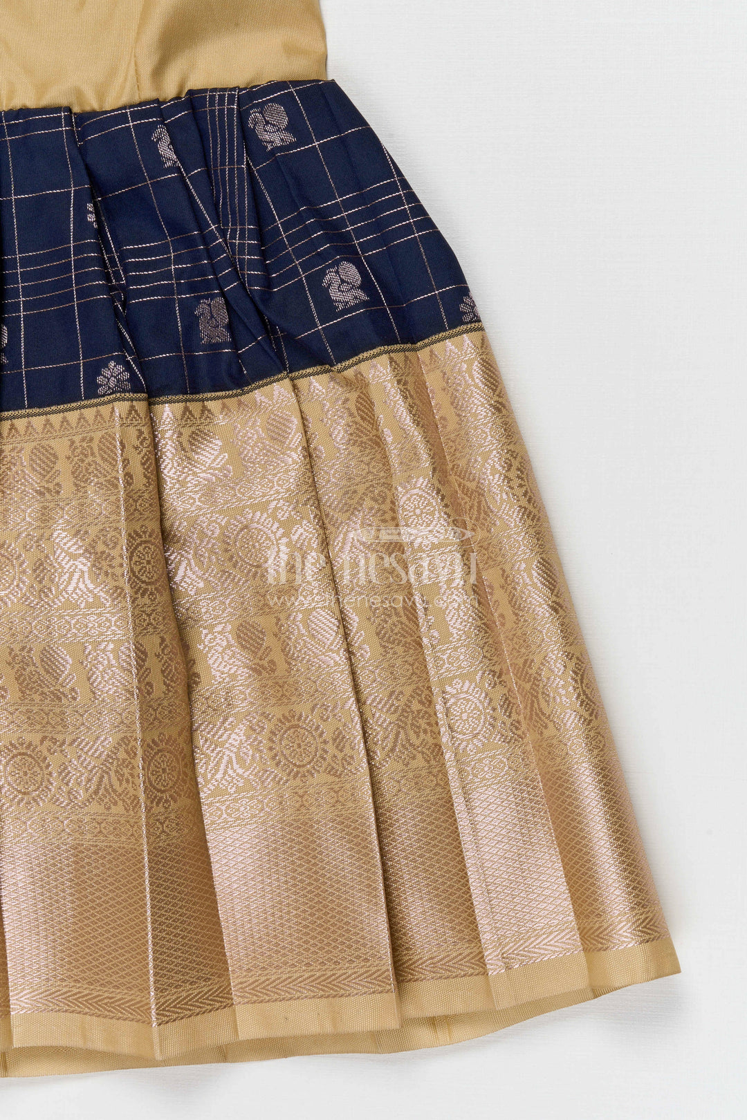 The Nesavu Silk Frock Silk Frock for Baby Girl Naming Ceremony and Festive Wear Nesavu 18 (2Y) / Blue / Kanchi Silk SF837AD-18 Nesavu Semi Kanchivaram Silk Frock For Baby Girl Naming Ceremony And Festive Occasions