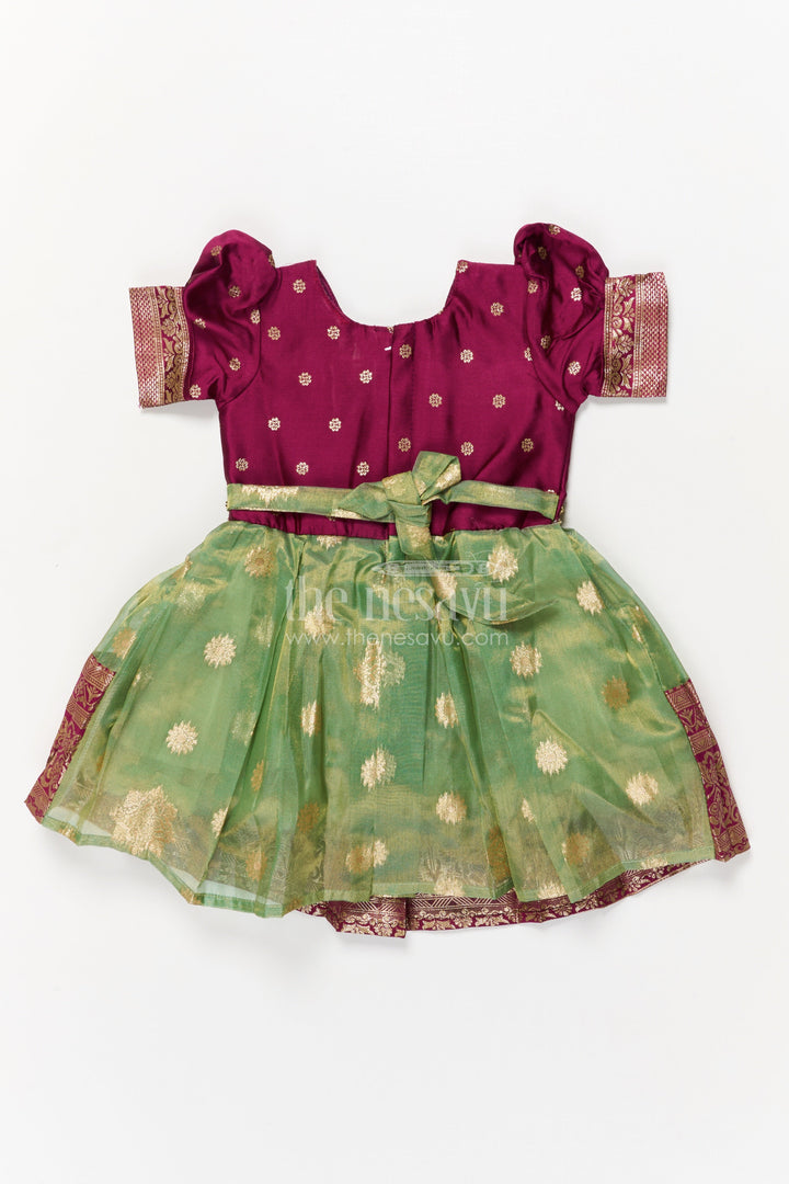The Nesavu Silk Frock Silk Frock for Baby Girl’s First Festival or Family Function Nesavu Nesavu silk frock for baby girl with zari border – perfect for naming ceremony or festive occasions