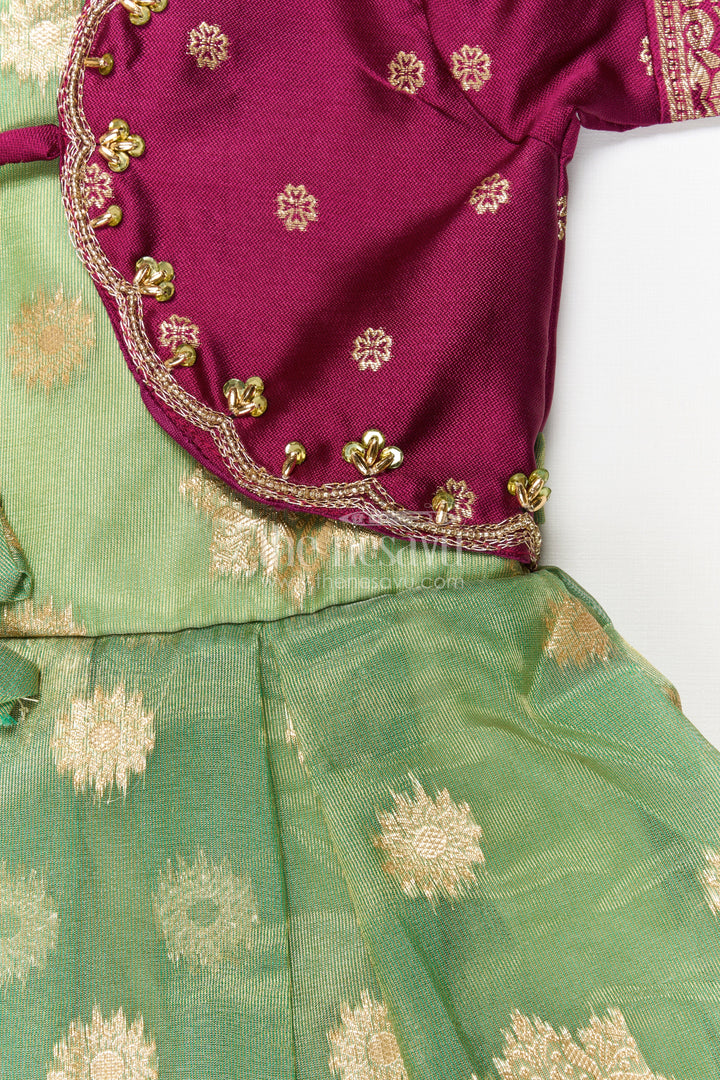 The Nesavu Silk Frock Silk Frock for Baby Girl’s First Festival or Family Function Nesavu Nesavu silk frock for baby girl with zari border – perfect for naming ceremony or festive occasions