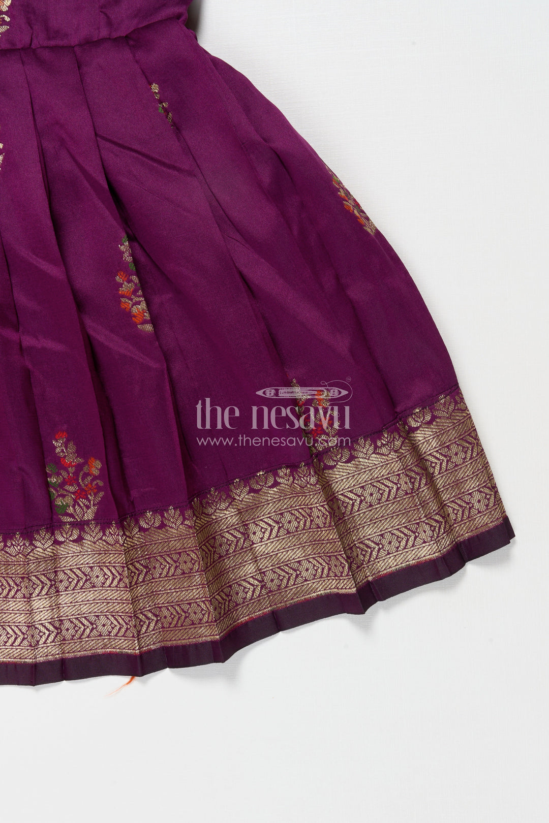 The Nesavu Silk Frock Silk Frock for Baby Girls for Naming Ceremonies and Temple Visits Nesavu Nesavu semi Banaras silk frock with zari border for naming ceremony and temple occasions
