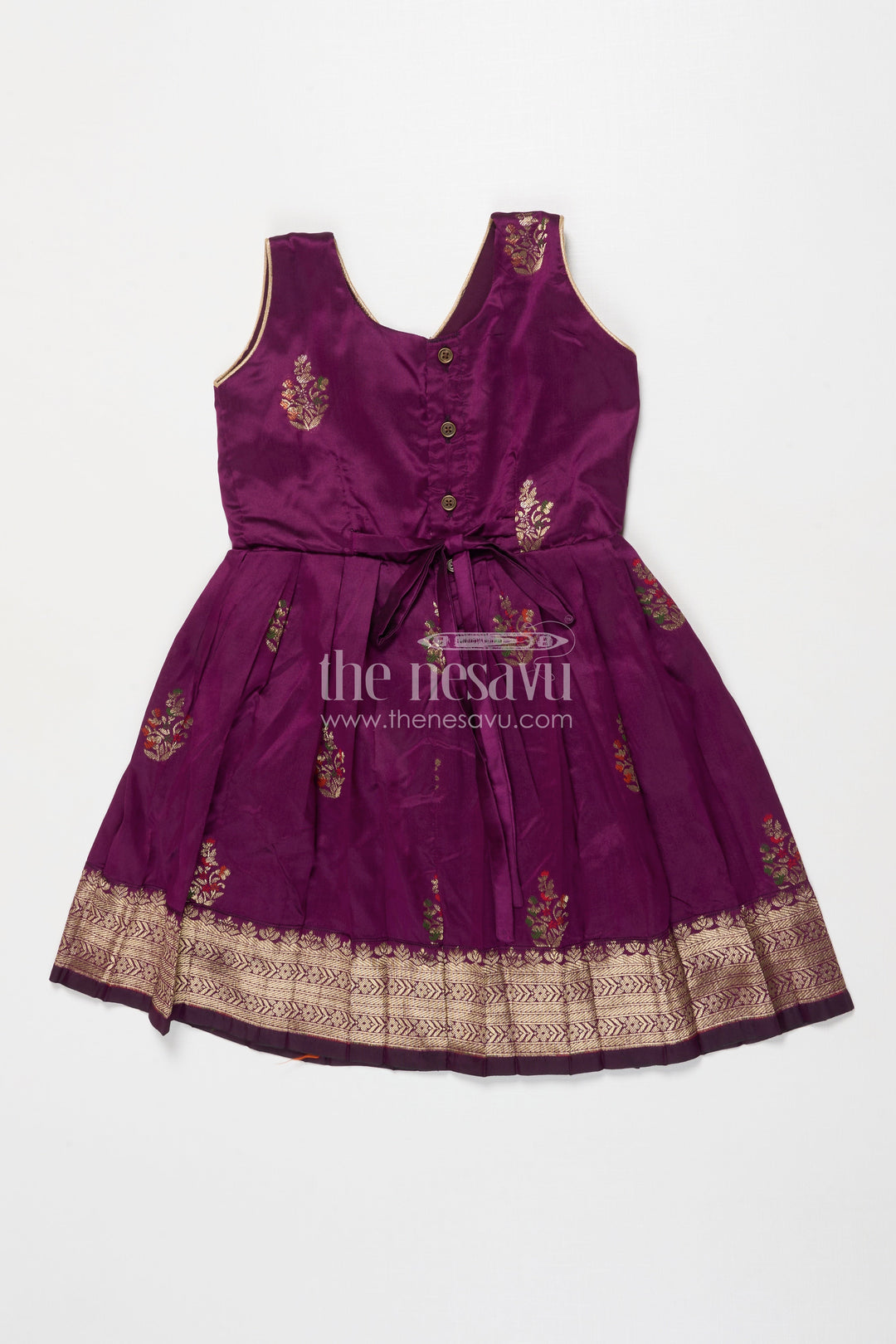 The Nesavu Silk Frock Silk Frock for Baby Girls for Naming Ceremonies and Temple Visits Nesavu Nesavu semi Banaras silk frock with zari border for naming ceremony and temple occasions