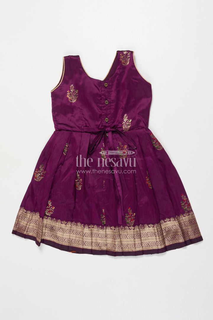 The Nesavu Silk Frock Silk Frock for Baby Girls for Naming Ceremonies and Temple Visits Nesavu Nesavu semi Banaras silk frock with zari border for naming ceremony and temple occasions