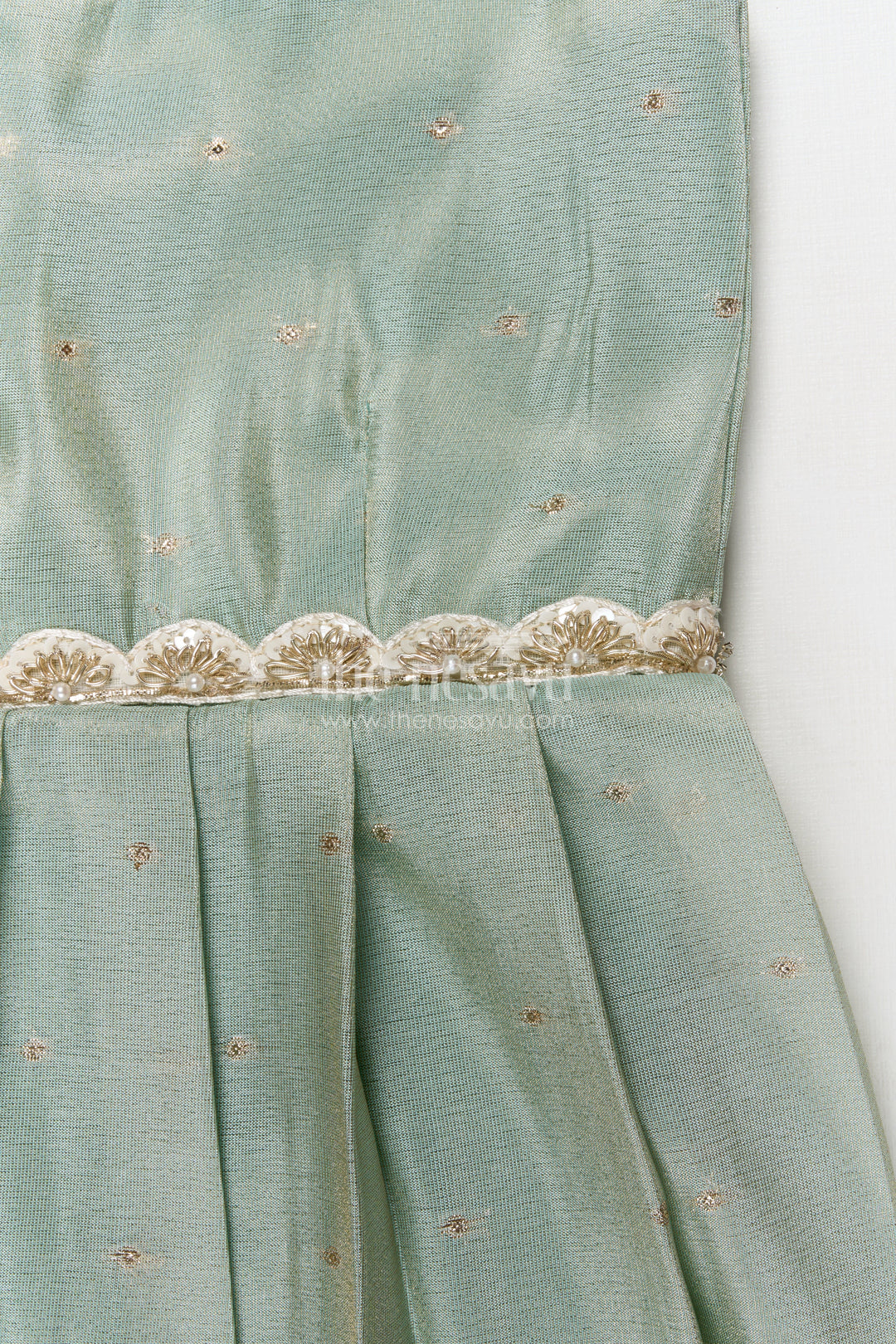 The Nesavu Silk Embroidered Frock Silk Frock for Baby Girls with Floral Detail for Festive and Casual Events Nesavu Nesavu silk frock for baby girls with lotus digital print and embroidered waist – perfect for festive wear