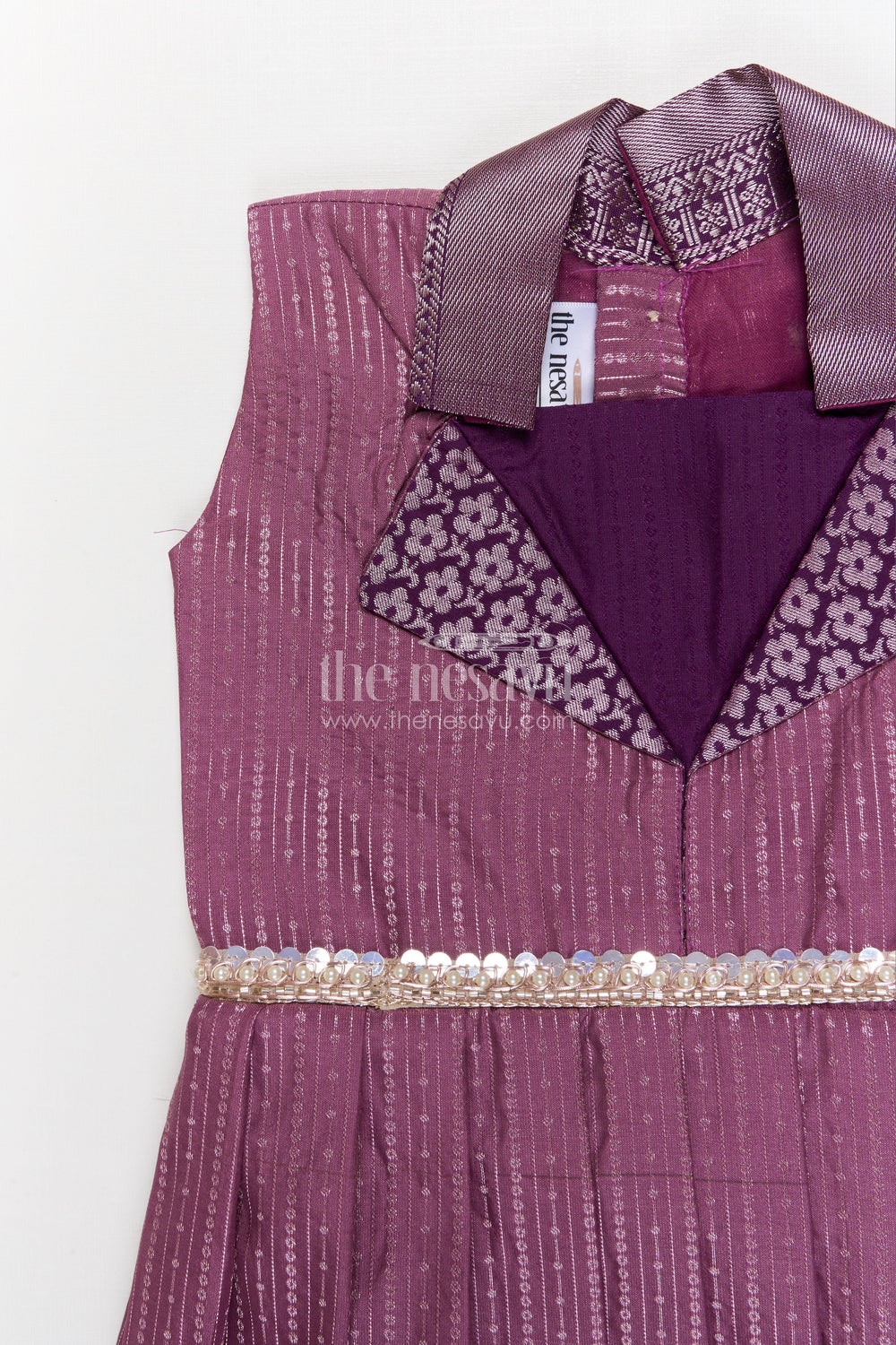 The Nesavu Girls Kanchi Silk Frock Silk Frock for Girls for Ethnic School Days and Family Gatherings Nesavu Nesavu silk frock for girls with woven zari borders and festive collar – ideal for functions and school ethnic wear