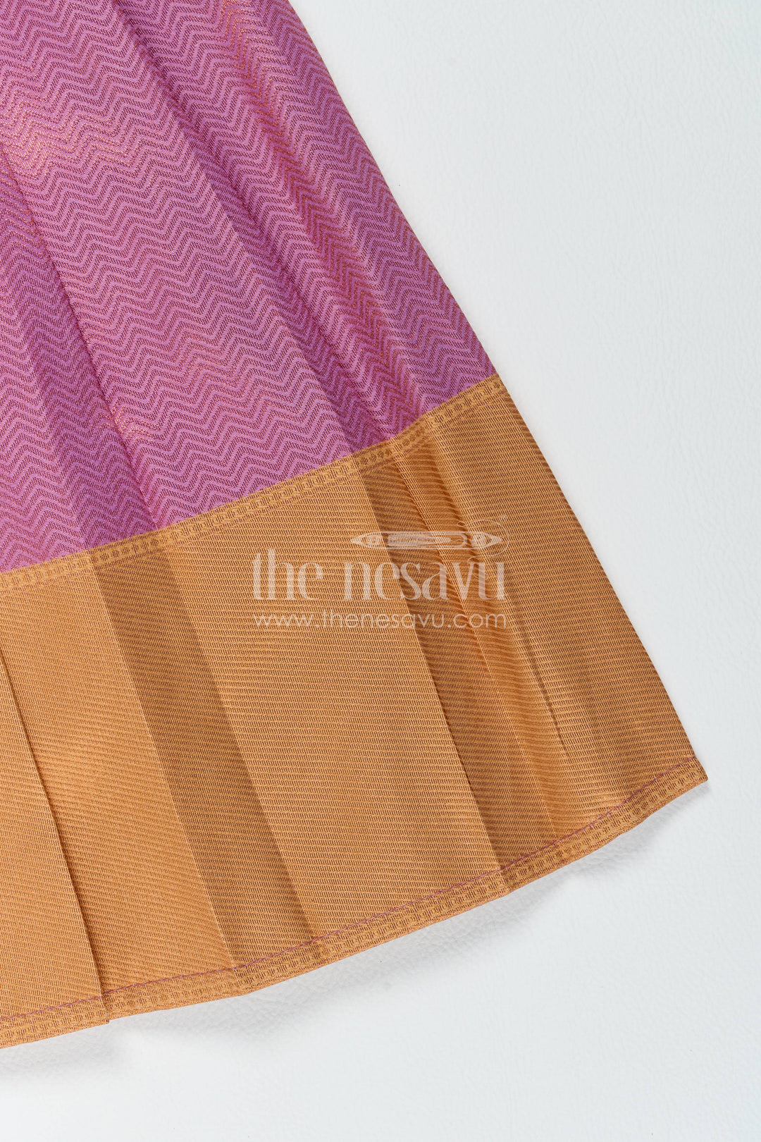 The Nesavu Girls Kanchi Silk Frock Silk Frock for Girls with Jacquard Weave for Festive Occasions Nesavu Nesavu Silk Frock For Girls In Purple For Parties And Memorable Photos