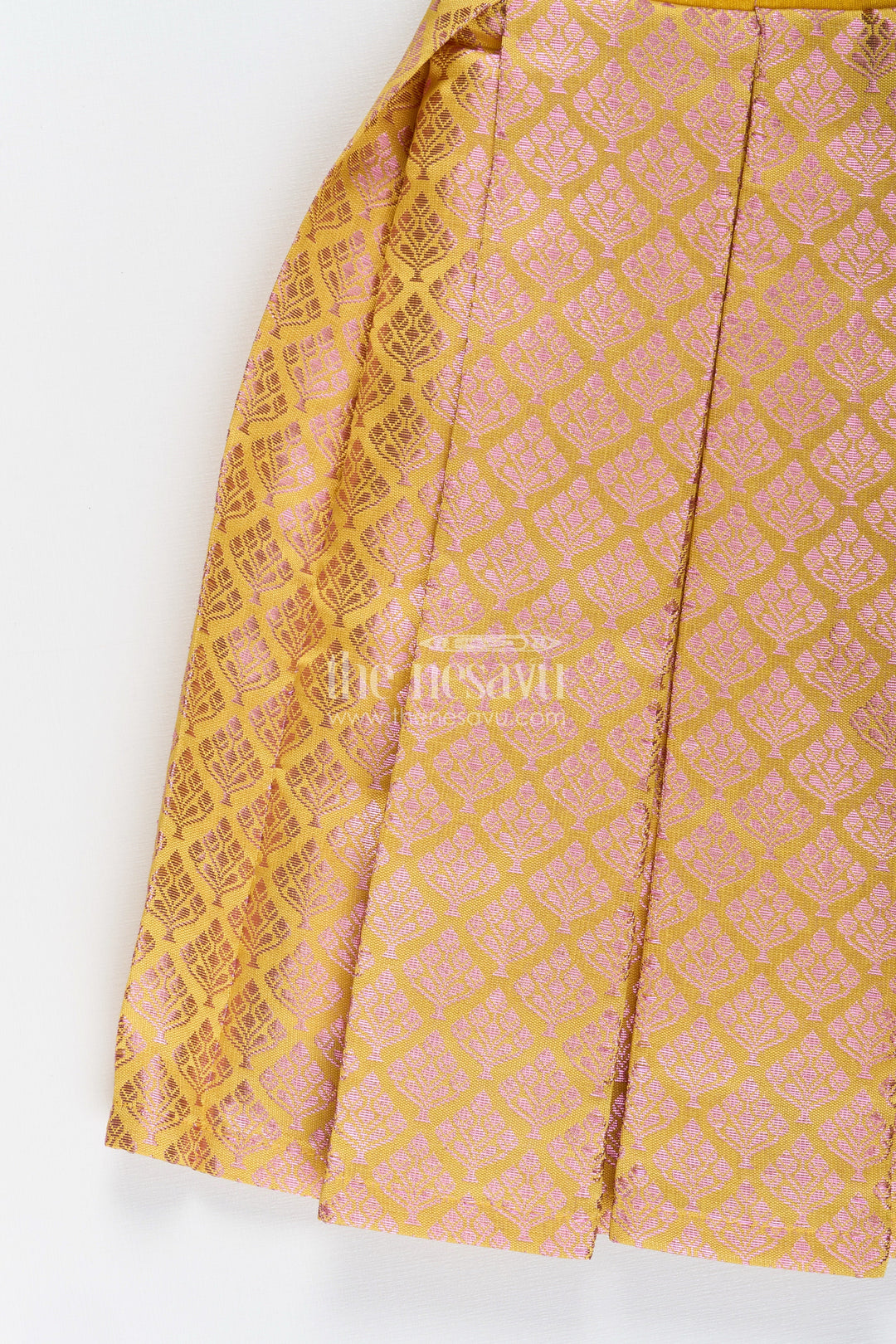 The Nesavu Silk Frock Silk Frock for Toddler Girls Perfect for Traditional Festivals and Temple Visits Nesavu Nesavu silk frock toddler girls semi banaras bottom  ideal Diwali temple visits
