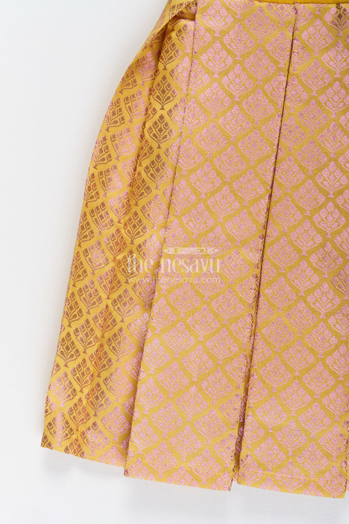 The Nesavu Silk Frock Silk Frock for Toddler Girls Perfect for Traditional Festivals and Temple Visits Nesavu Nesavu silk frock toddler girls semi banaras bottom  ideal Diwali temple visits