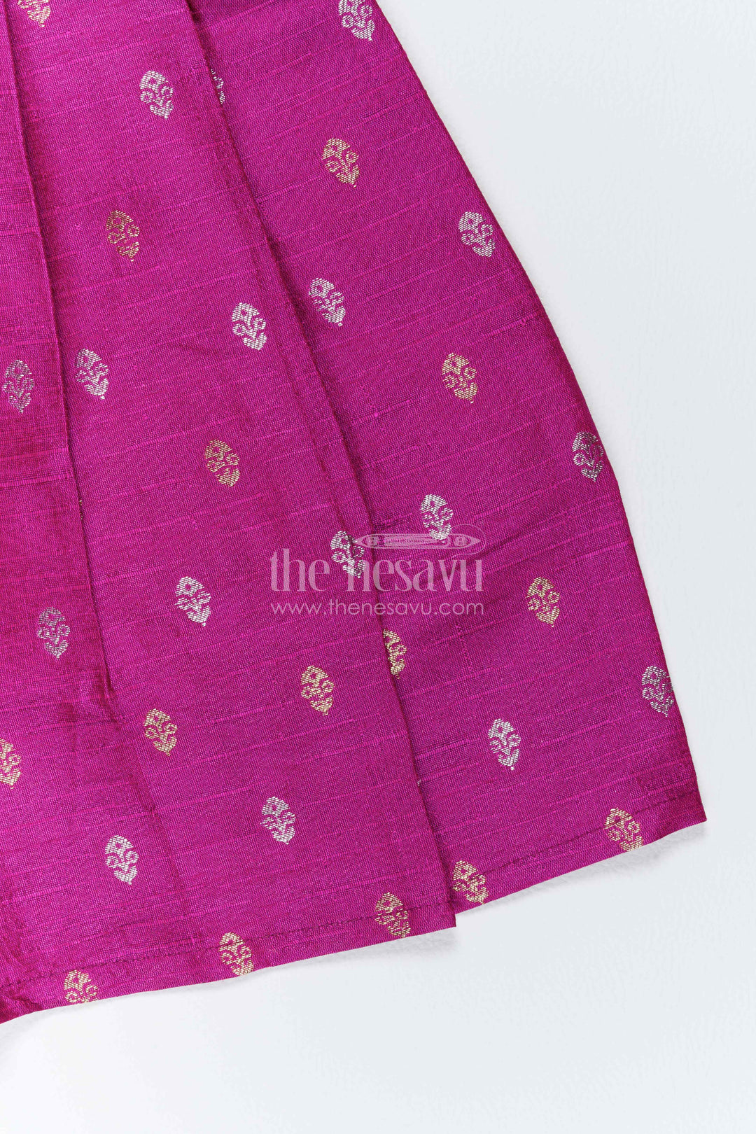 The Nesavu Silk Frock Silk Frock in Purple with an Occasion Ready Finish Nesavu Nesavu Silk Frock In Purple With Paithani Motifs For Celebrations
