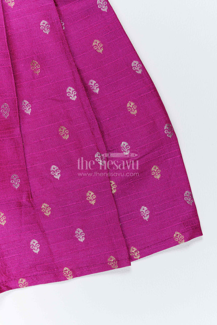The Nesavu Silk Frock Silk Frock in Purple with an Occasion Ready Finish Nesavu Nesavu Silk Frock In Purple With Paithani Motifs For Celebrations