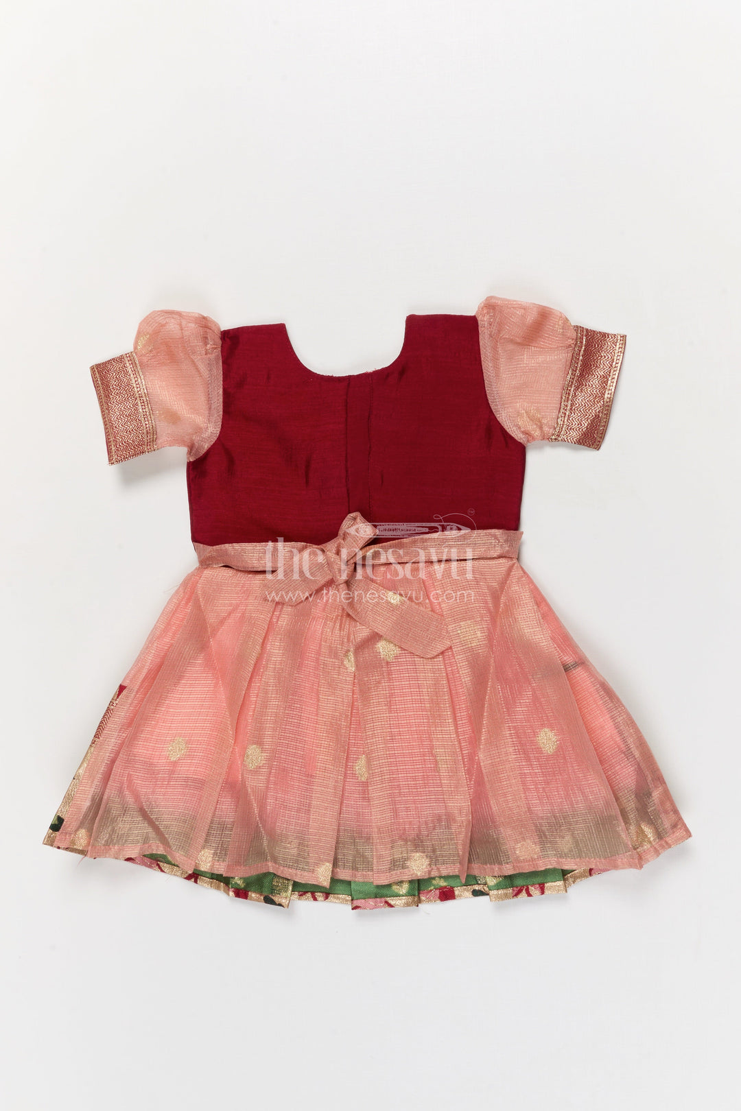 The Nesavu Silk Party Frock Silk Party Frock for Baby Girls for Birthday and Traditional Events Nesavu Nesavu silk frock for baby girls with traditional woven pleats and floral embroidery
