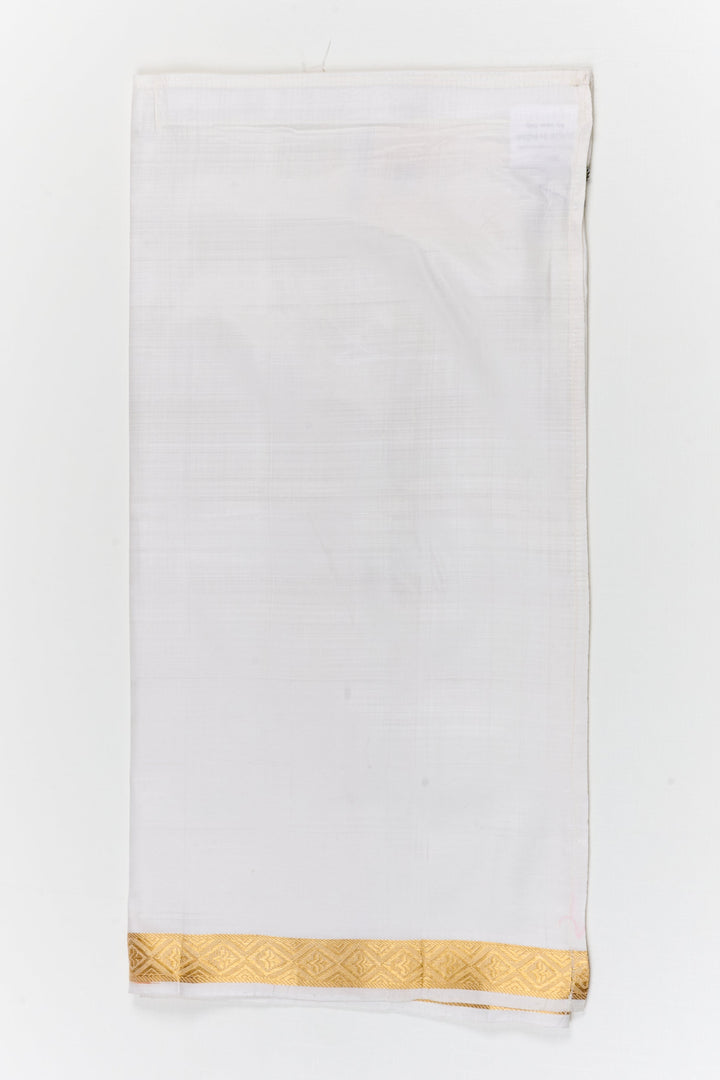 The Nesavu Boys Vesti Silk Vesti for Boys Designed for Festive Grace and Heritage Moments Nesavu 18 (2Y) / White / Silk D064A-18 Nesavu silk vesti for boys with woven zari hem – for rituals, birthdays, and cultural events