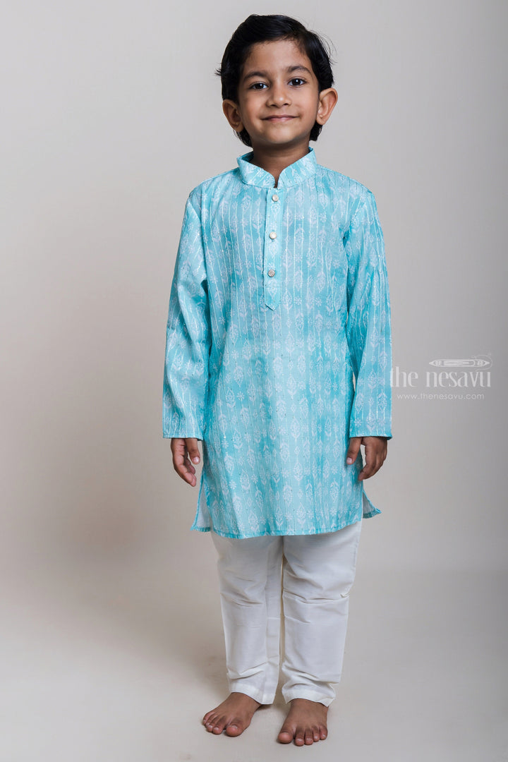 The Nesavu Boys Kurtha Set Sky Blue Designer Traditional Kurta Suit For Baby Boys With Cotton Pant Nesavu 16 (1Y) / Blue / Silk Blend BES138-16 Top 5 Kurta Suit Designs For Baby Boys | Cotton Traditional Outfits | The Nesavu