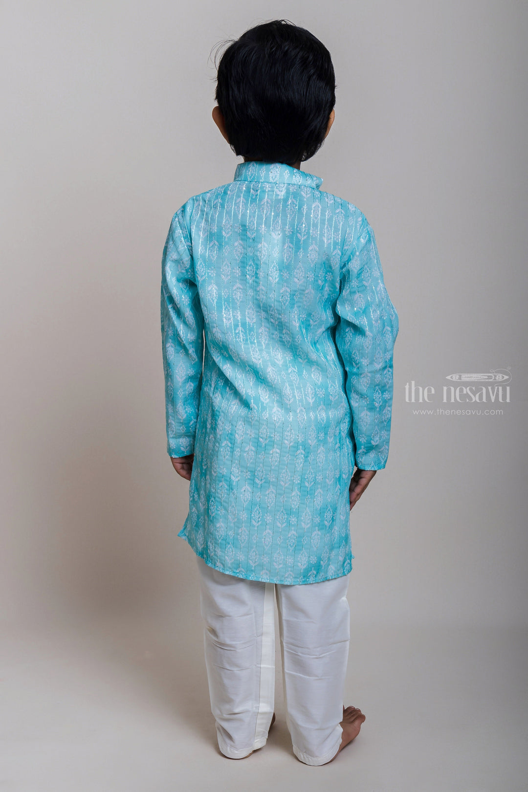 The Nesavu Boys Kurtha Set Sky Blue Designer Traditional Kurta Suit For Baby Boys With Cotton Pant Nesavu Top 5 Kurta Suit Designs For Baby Boys | Cotton Traditional Outfits | The Nesavu