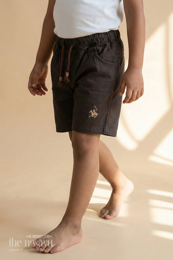 The Nesavu Boys Shorts Sleek Black Kids Boys Shorts Nesavu 16 (1Y) / Black BWS008B-16 Sleek Black Kids Shorts - Versatile and Comfortable
