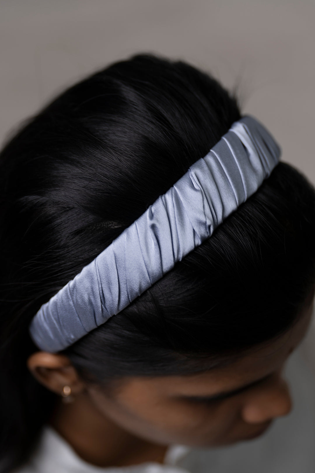 The Nesavu Hair Band Sleek Charcoal Grey Satin Hairband for Girls Nesavu Gray JHB85C Charcoal Grey Satin Hairband | Stylish Girls Hair Accessory | The Nesavu