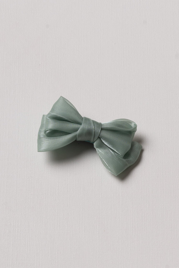 SATIN BOW HAIR CLIP DARK SAGE SATIN BOW HAIR CLIP DARK SAGE