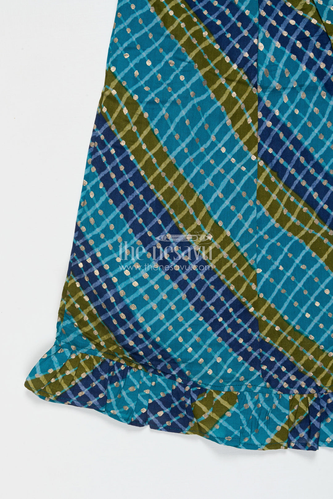 The Nesavu Girls Cotton Frock Sleeveless Baby Girl Frock in Modal Silk for Ethnic Celebrations Nesavu Nesavu baby girl sleeveless frock in modal silk with digital prints for traditional functions