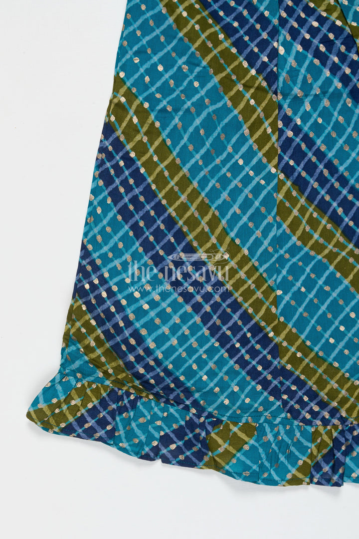 The Nesavu Girls Cotton Frock Sleeveless Baby Girl Frock in Modal Silk for Ethnic Celebrations Nesavu Nesavu baby girl sleeveless frock in modal silk with digital prints for traditional functions