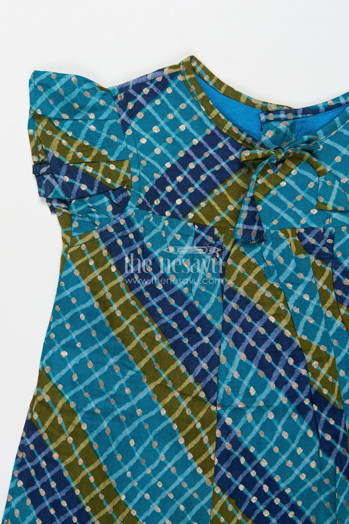 The Nesavu Girls Cotton Frock Sleeveless Baby Girl Frock in Modal Silk for Ethnic Celebrations Nesavu Nesavu baby girl sleeveless frock in modal silk with digital prints for traditional functions